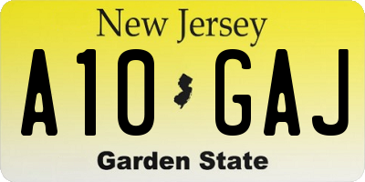 NJ license plate A10GAJ