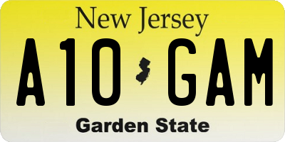 NJ license plate A10GAM