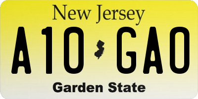 NJ license plate A10GAO