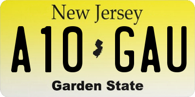 NJ license plate A10GAU