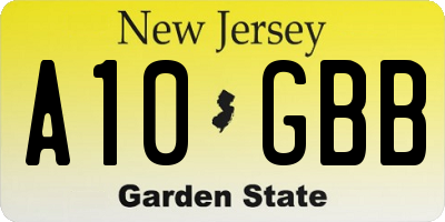 NJ license plate A10GBB