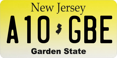 NJ license plate A10GBE