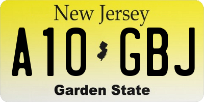 NJ license plate A10GBJ