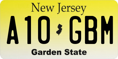 NJ license plate A10GBM