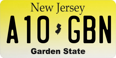 NJ license plate A10GBN