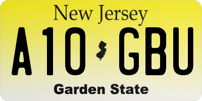 NJ license plate A10GBU