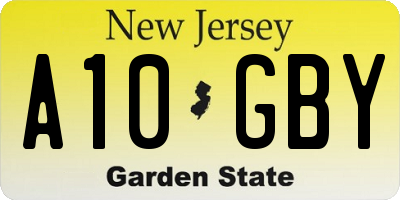 NJ license plate A10GBY