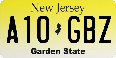 NJ license plate A10GBZ