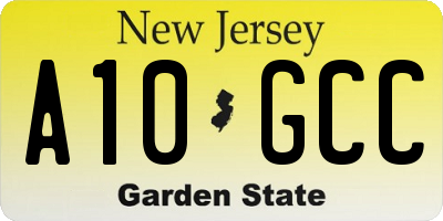 NJ license plate A10GCC