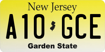 NJ license plate A10GCE