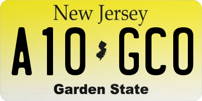 NJ license plate A10GCO