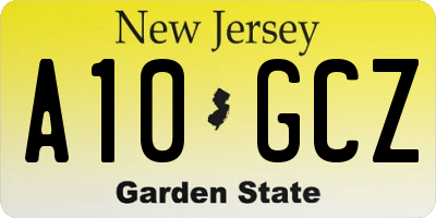 NJ license plate A10GCZ