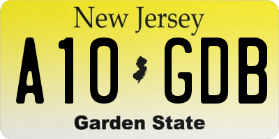 NJ license plate A10GDB