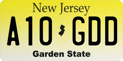 NJ license plate A10GDD