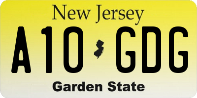 NJ license plate A10GDG