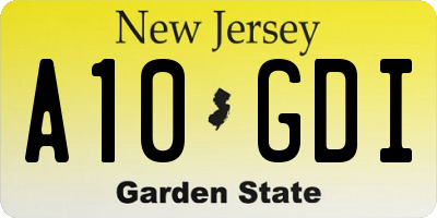 NJ license plate A10GDI