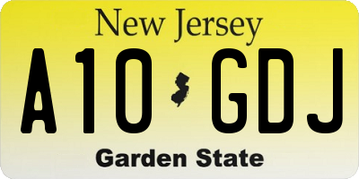 NJ license plate A10GDJ