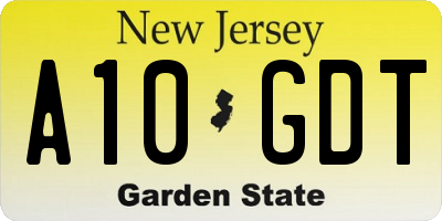 NJ license plate A10GDT