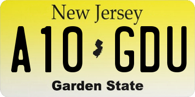 NJ license plate A10GDU