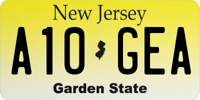 NJ license plate A10GEA