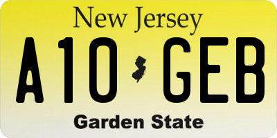 NJ license plate A10GEB