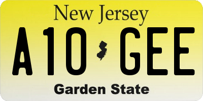 NJ license plate A10GEE