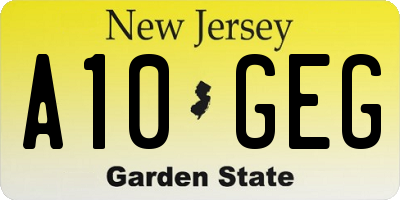 NJ license plate A10GEG