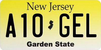 NJ license plate A10GEL