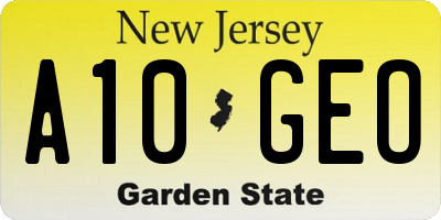 NJ license plate A10GEO