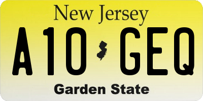 NJ license plate A10GEQ