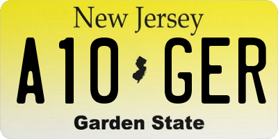 NJ license plate A10GER