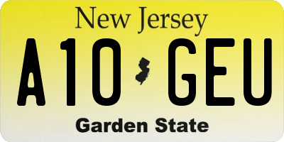 NJ license plate A10GEU