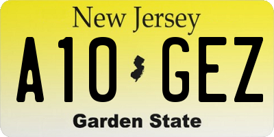 NJ license plate A10GEZ