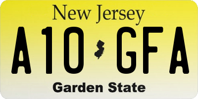 NJ license plate A10GFA