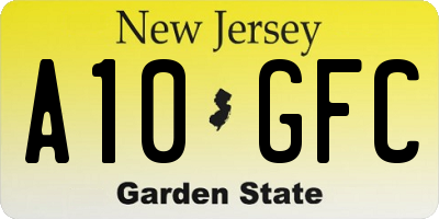 NJ license plate A10GFC