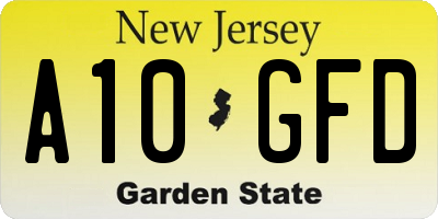 NJ license plate A10GFD