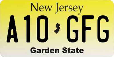 NJ license plate A10GFG