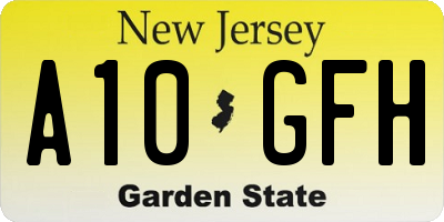 NJ license plate A10GFH
