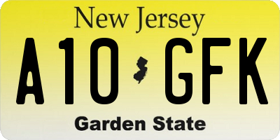 NJ license plate A10GFK