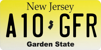 NJ license plate A10GFR