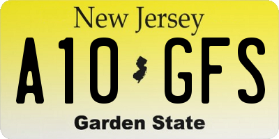 NJ license plate A10GFS