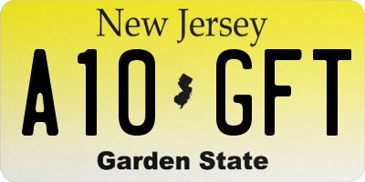 NJ license plate A10GFT