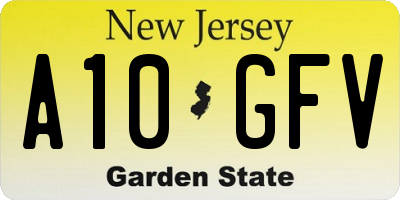 NJ license plate A10GFV