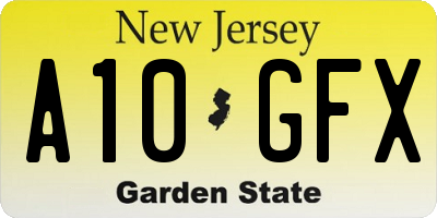 NJ license plate A10GFX