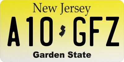 NJ license plate A10GFZ