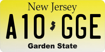 NJ license plate A10GGE