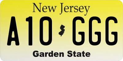 NJ license plate A10GGG