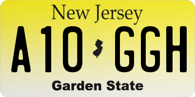 NJ license plate A10GGH