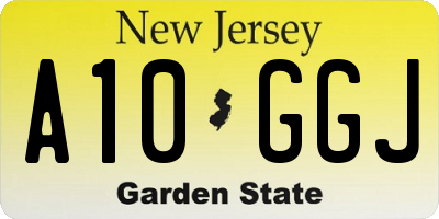 NJ license plate A10GGJ