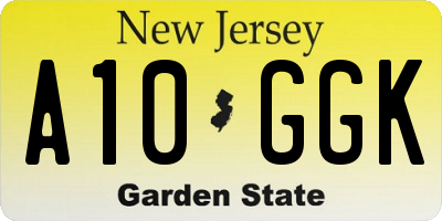 NJ license plate A10GGK